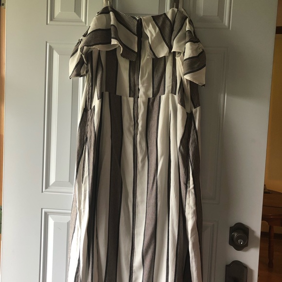 Michel Studio Dress, cream and grey/beige stripe, sz16 - Picture 5 of 8